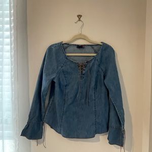 French Cuff Denim Top M